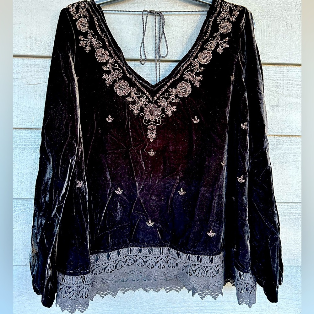 Denim and Supply Ralph Lauren Black Velvet top size L